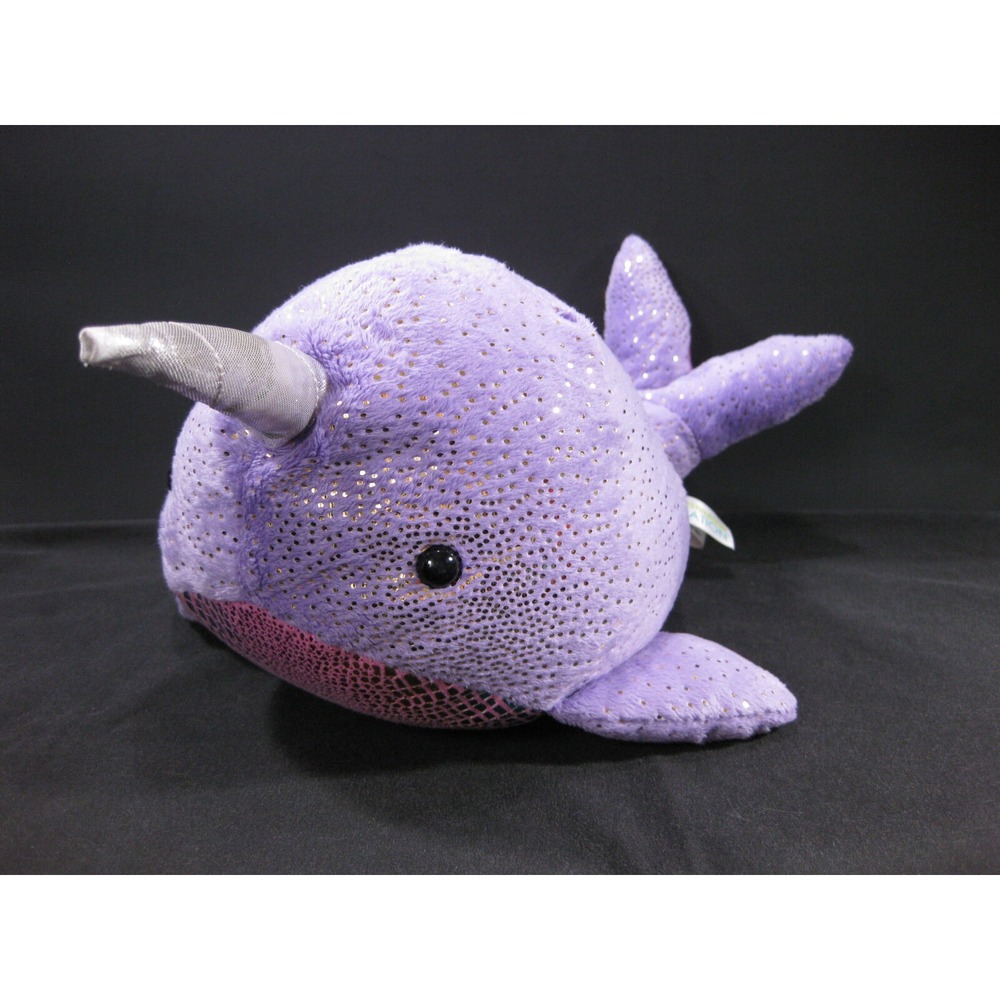Narwhal WHALE 16"  Purple ‎ Plush Toy Aurora Stuffed Sea Ocean Gold Glitter